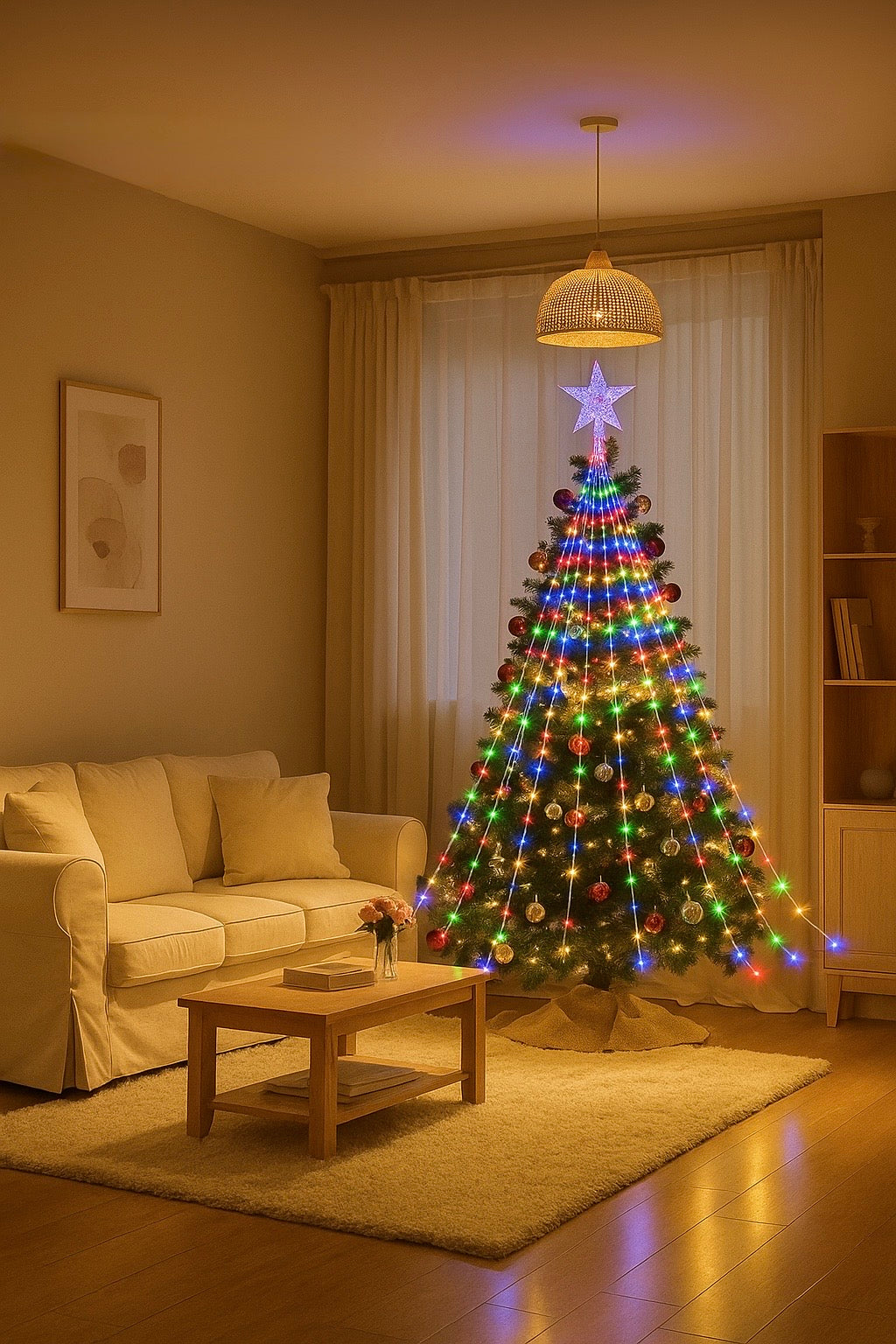 Transformez votre sapin en véritable chef-d’œuvre lumineux grâce à notre guirlande LED multicolore haut de gamme.

Avec ses lumières éclatantes (rouge, vert, bleu, jaune) et son étoile scintillante au sommet, elle crée instantanément une ambiance féérique et chaleureuse dans votre maison.

✨ Pourquoi vous allez l’adorer :

🌈 Couleurs vives et festives qui rappellent la magie de Noël.

🕹️ 8 modes lumineux (clignotant, fondu, continu, etc.) pour personnaliser votre ambiance.

NOELIO décoration de Noël 