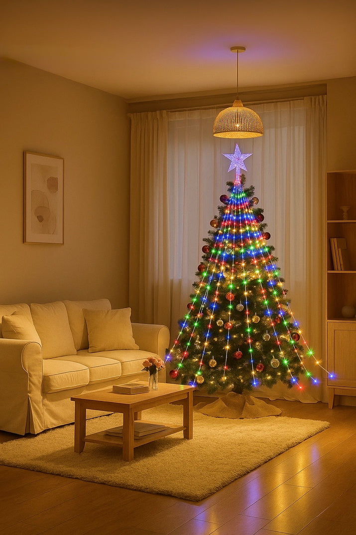 Transformez votre sapin en véritable chef-d’œuvre lumineux grâce à notre guirlande LED multicolore haut de gamme.

Avec ses lumières éclatantes (rouge, vert, bleu, jaune) et son étoile scintillante au sommet, elle crée instantanément une ambiance féérique et chaleureuse dans votre maison.

✨ Pourquoi vous allez l’adorer :

🌈 Couleurs vives et festives qui rappellent la magie de Noël.

🕹️ 8 modes lumineux (clignotant, fondu, continu, etc.) pour personnaliser votre ambiance.

NOELIO décoration de Noël 