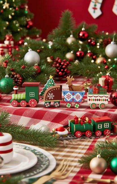 Plongez dans la féérie des fêtes avec notre magnifique train de Noël en bois, une pièce décorative pleine de charme et d’authenticité. Conçu avec soin et inspiré de la magie des Noëls d’antan, ce petit train mobile est bien plus qu’une simple décoration : c’est une véritable invitation au rêve et à la convivialité.

Chaque wagon transporte un peu de l’esprit de Noël — une maison illuminée, des petits personnages festifs, et des cadeaux scintillants prêts à être déposés au pied du NOELIO décoration de Noël 