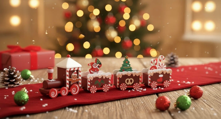 Plongez dans la féérie des fêtes avec notre magnifique train de Noël en bois, une pièce décorative pleine de charme et d’authenticité. Conçu avec soin et inspiré de la magie des Noëls d’antan, ce petit train mobile est bien plus qu’une simple décoration : c’est une véritable invitation au rêve et à la convivialité.

Chaque wagon transporte un peu de l’esprit de Noël — une maison illuminée, des petits personnages festifs, et des cadeaux scintillants prêts à être déposés au pied du NOELIO décoration de Noël 