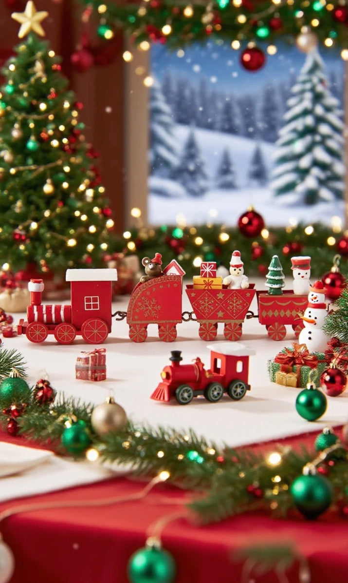 Plongez dans la féérie des fêtes avec notre magnifique train de Noël en bois, une pièce décorative pleine de charme et d’authenticité. Conçu avec soin et inspiré de la magie des Noëls d’antan, ce petit train mobile est bien plus qu’une simple décoration : c’est une véritable invitation au rêve et à la convivialité.

Chaque wagon transporte un peu de l’esprit de Noël — une maison illuminée, des petits personnages festifs, et des cadeaux scintillants prêts à être déposés au pied du NOELIO décoration de Noël 