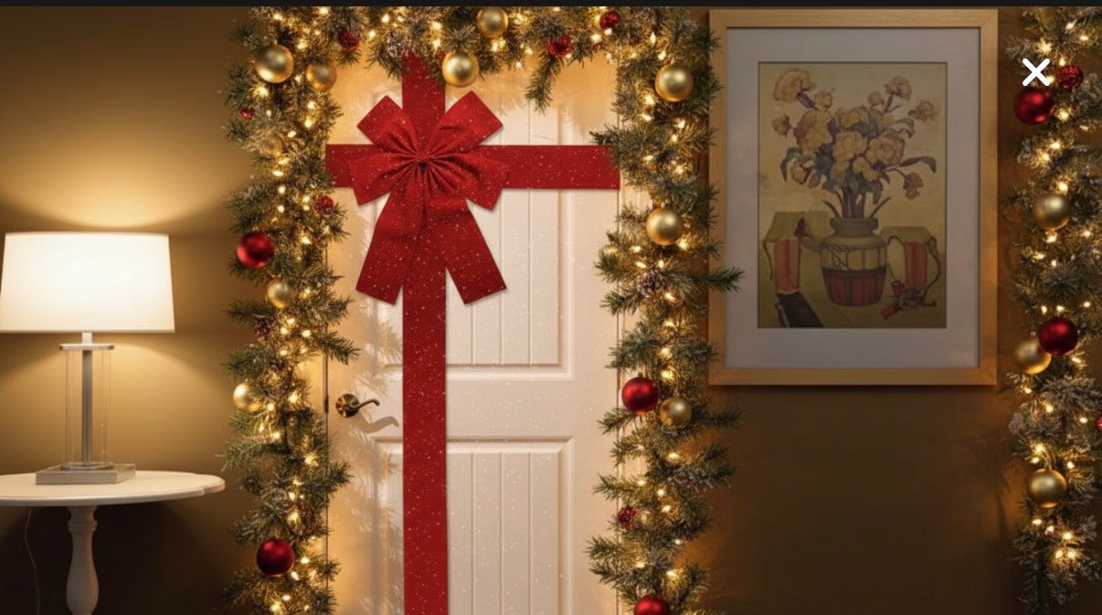 Description détaillée :
Ajoutez une touche festive et élégante à votre porte avec ce magnifique ruban à nœud suspendu rouge. Parfait pour Noël, le Nouvel An, les mariages, la Saint-Valentin, les anniversaires ou toute fête spéciale, il transforme instantanément votre porte d’entrée en un point focal chaleureux et accueillant.

Caractéristiques principales :

Design élégant : Le ruban est orné d’un grand nœud magnifiquement conçu, ajoutant instantanément du style et de l’élégance à NOELIO décoration de Noël 